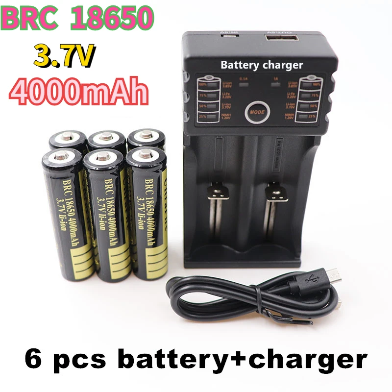 

100% оригинальный новый аккумулятор 18650 3,7 в 4000 мА/ч литий-ионная аккумуляторная батарея для светодиодного фонарика аккумулятор + usb зарядное устройство