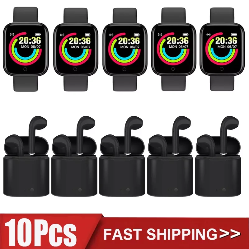 

10Pcs D20 i7s TWS Smart Watch Men Women Bluetooth Digital Watches Sport FitnessTracker Pedometer Y68 Smartwatch for Android Ios