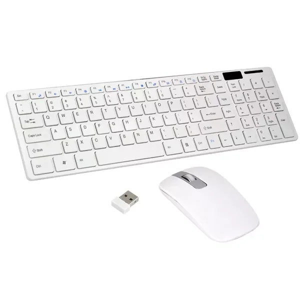 

Slim White Keyboard + Wireless Optical Mouse Set for PC and Laptop