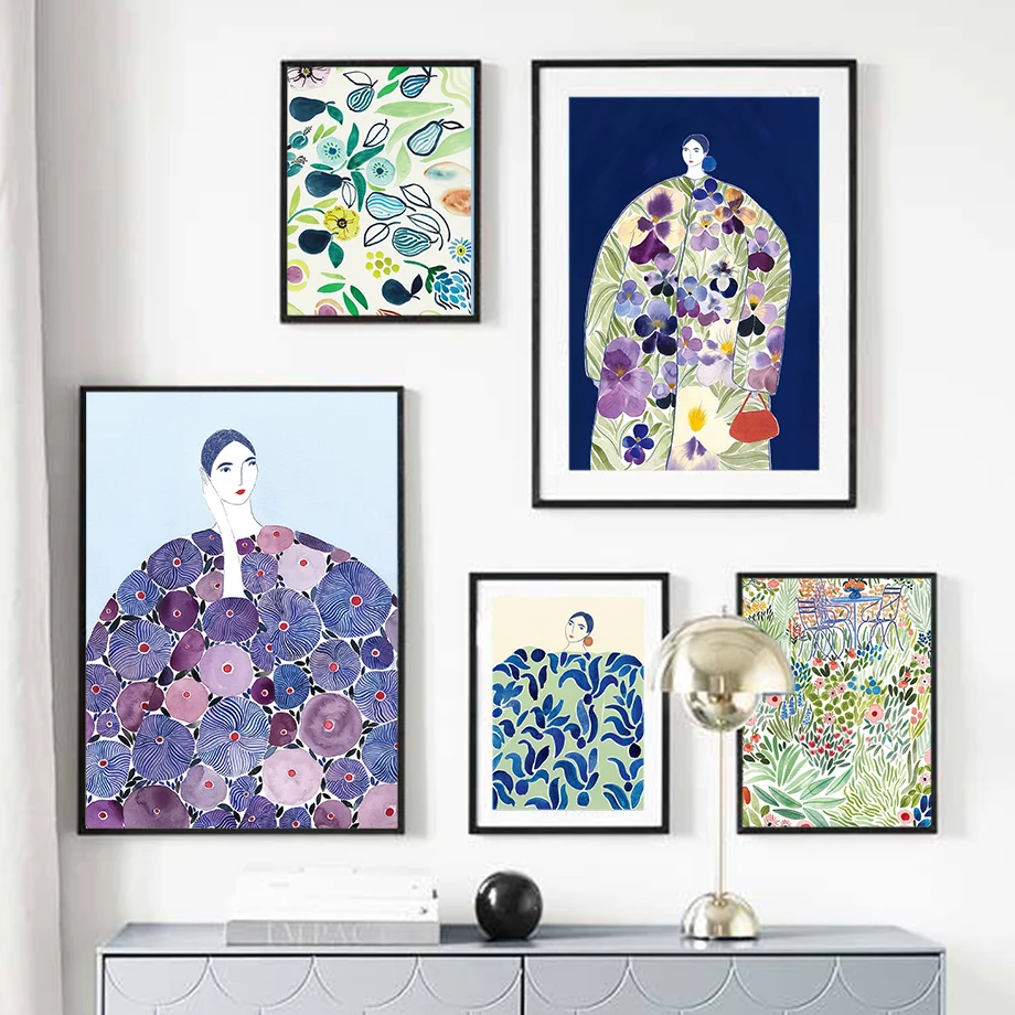 Абстрактный портрет минимализм женщина покрытая цветами фигурка искусство