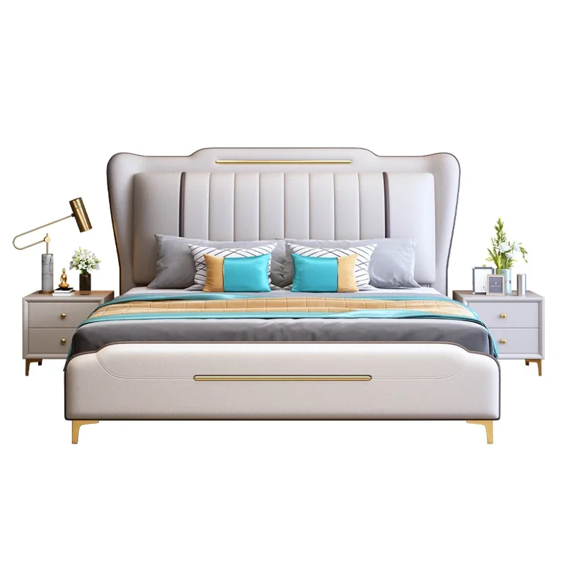 Роскошная детская двуспальная кровать Современная двухспальная с изголовьем