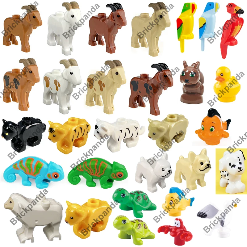 

Zoo Animals Series Set Big Size Building Blocks Assemble Accessories Cute Birds Beasts Elephant Tiger Bricks Education Toys Kids
