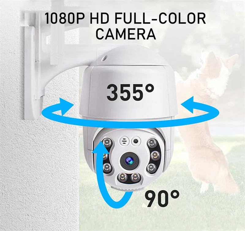 

IP-Камера уличная, 1080P, Wi-Fi, PTZ, ночное видение