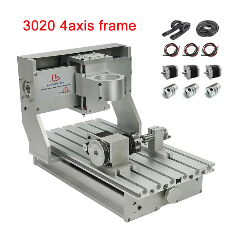 

cnc frame 3020 4axis diy of cnc router milling machine with Nema23 stepper motors couplings and full cnc tool kit