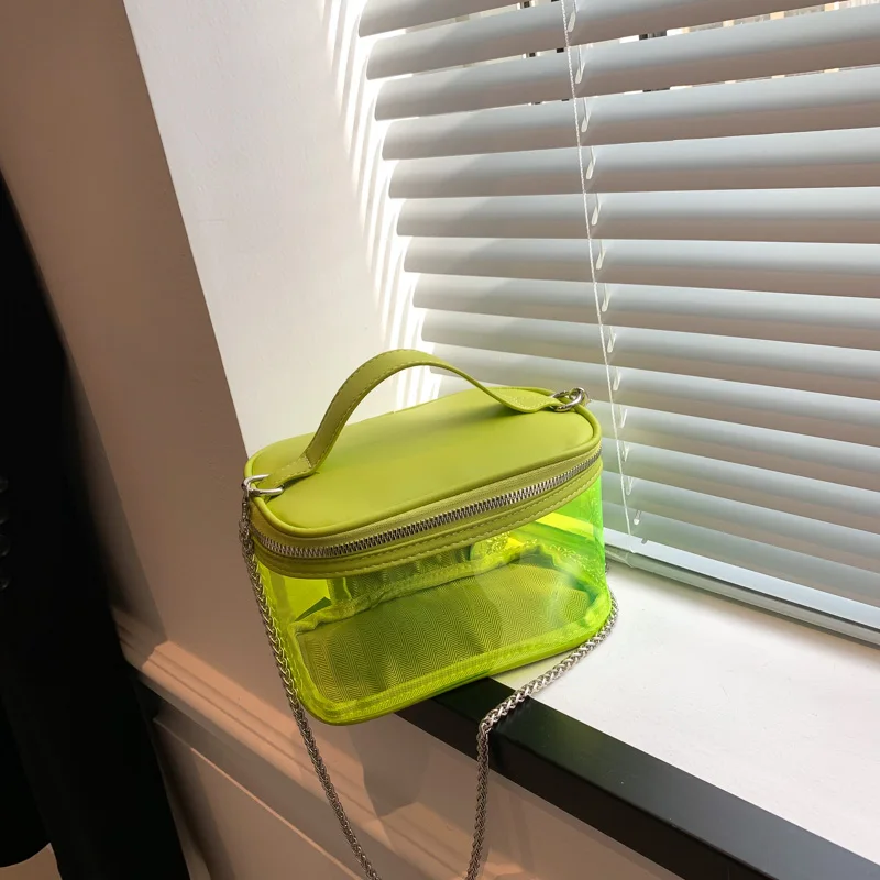 

Женская сумка-тоут из ПВХ и кожи, с цепочкой и ручкой