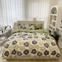 home textile green grey flowers fashion classic duvet cover bed sheet pillow case single double queen king for home bedding set