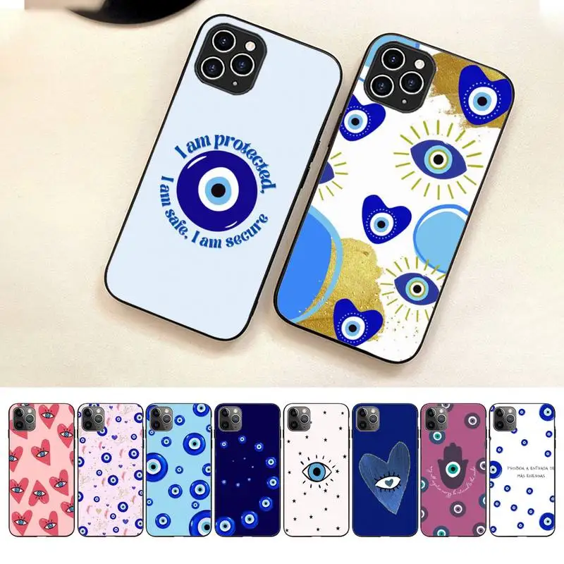 

Turkish Lucky Blue Evil Eye Abstract Phone Case For Iphone 7 8 Plus X Xr Xs 11 12 13 14 Se2020 Mini Pro Max Case