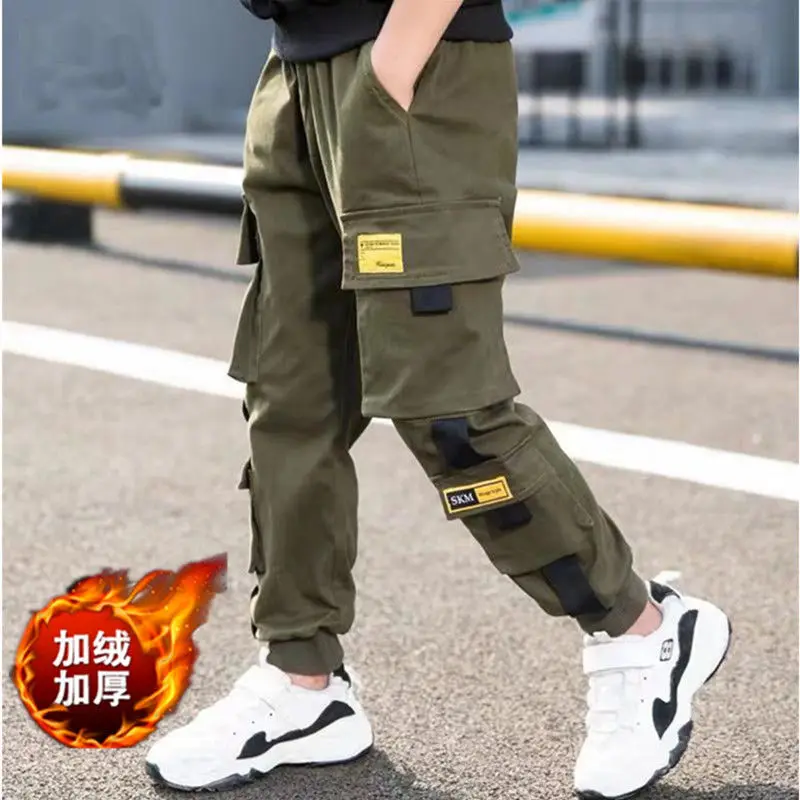 

Boys Pants Boys Pants Solid Cargo Pants Teenage Boy Multi-Pocket Trousers Kids Spring Autumn Boys Casual Pants Streetwear