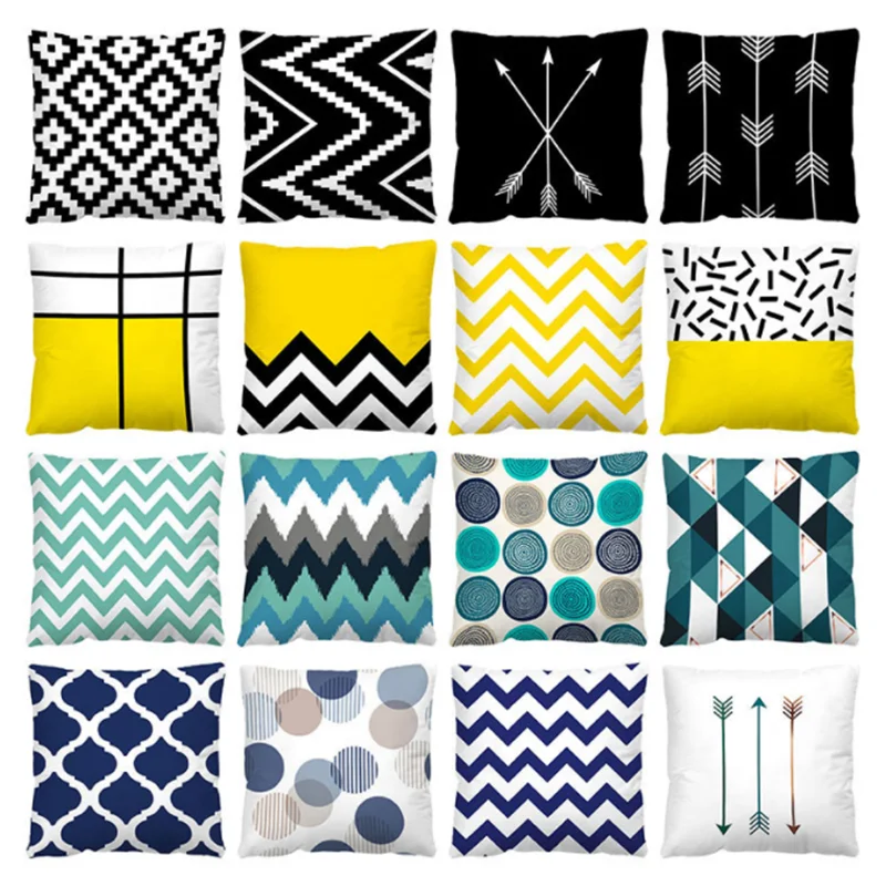 

45x45cm High Quality Ins Style Cushion Cover Geometric Pattern Sofa Pillowcase for Home Decoration Plush Pillow Case