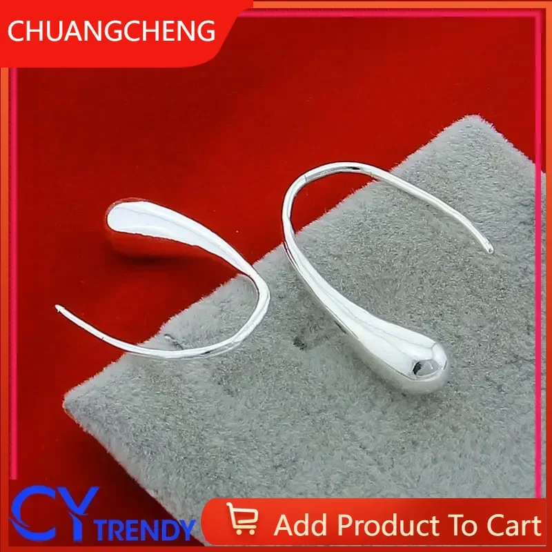 

CHUANGCHENG 925 Sterling Silver Water Drop Stud Earrings for Women Wedding Party Gift Accessories Fashion Jewelry