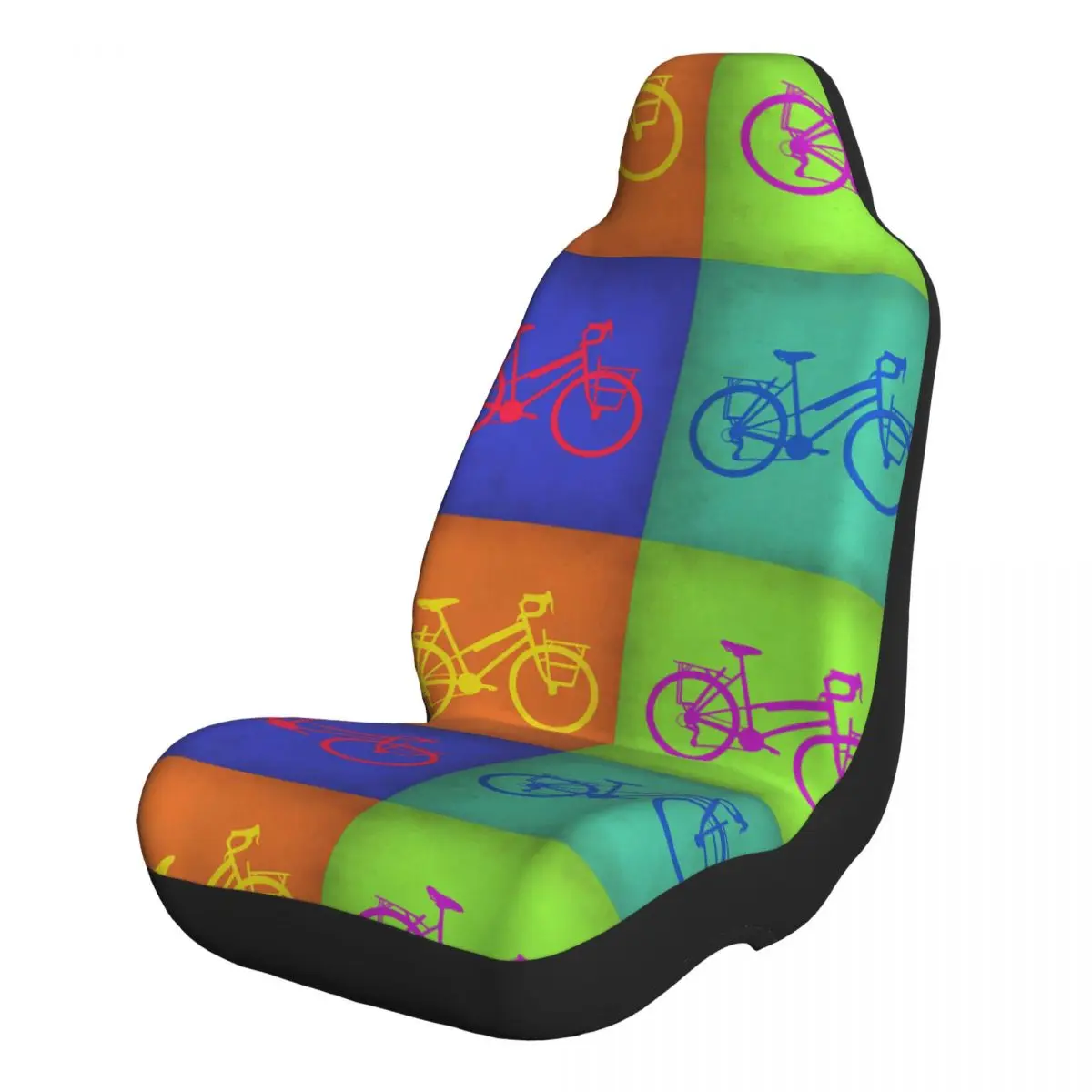 

Colorful Vintage Bicycle Universal Car Seat Covers Front Seats Protectors Cover for Truck Van SUV Seat Protecto Accessories