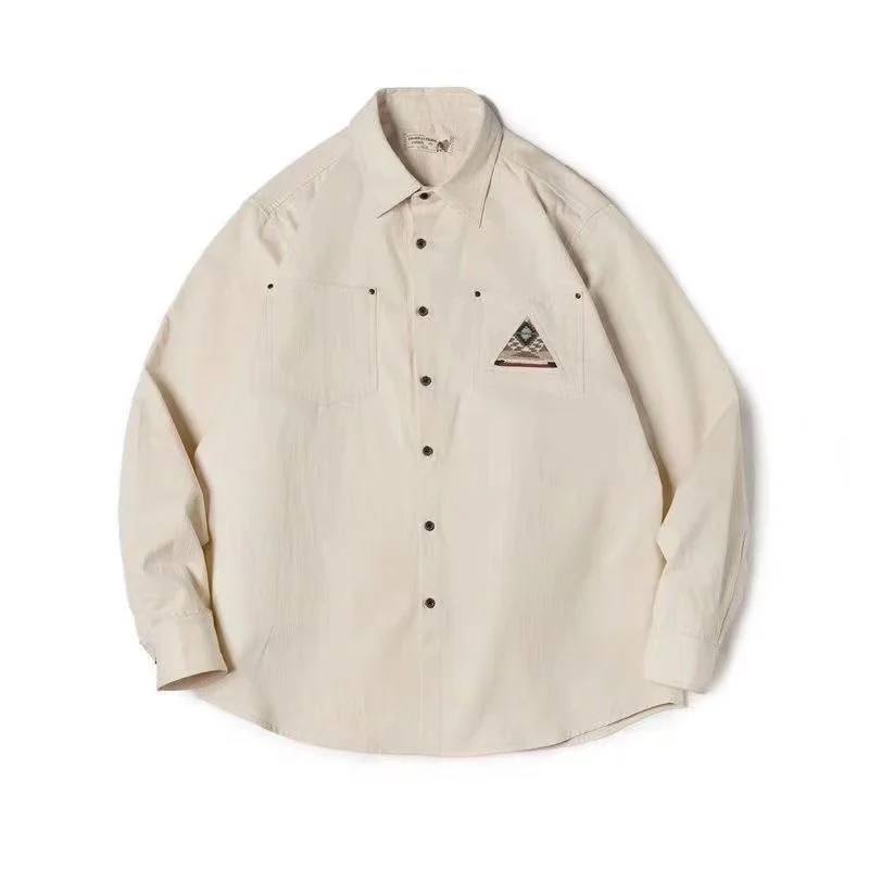 Men'S Shirts Vintage White Long Sleeve Shirts Spring Plus Size Embroidered Coat Male Square Neck Top Button-Up Men'S Clothing