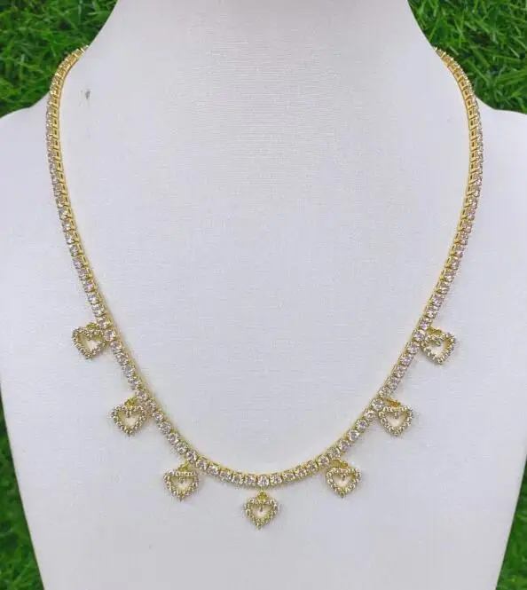 

1pcs heart Copper Crystal Pendant for Necklace Gold Plated CZ chain sda3