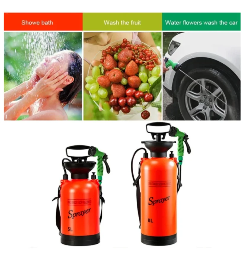 5/8L Car Washing Small Sprayer Portable Outdoor Camping Shower Multi-Function Bath Sprayer Watering Flowers For Travel