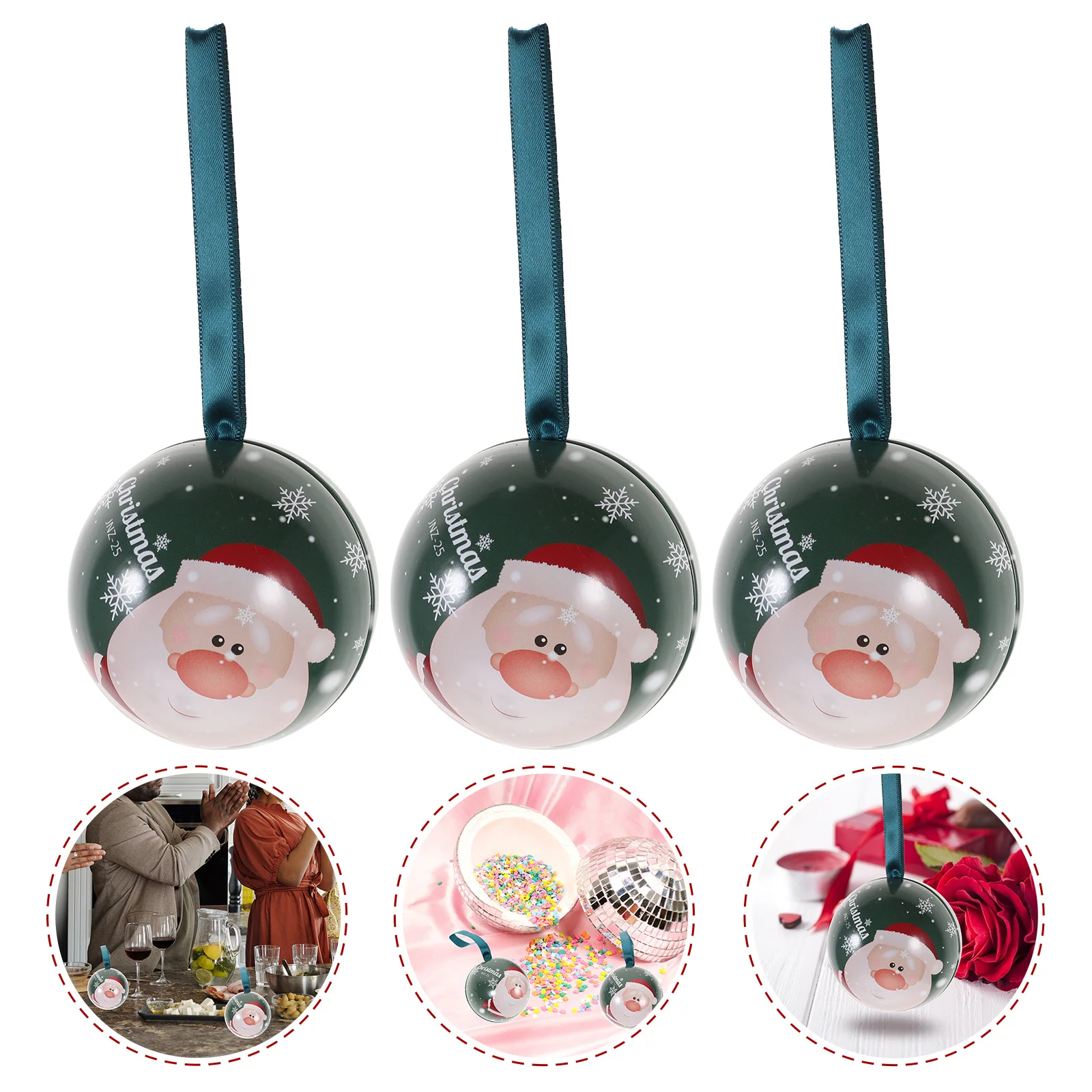 

Christmas Candytree Boxtinplate Tins Tin Gift Boxesornaments Jar Round Pendant Hanging Baubles Cookie Holiday Decor Decorations
