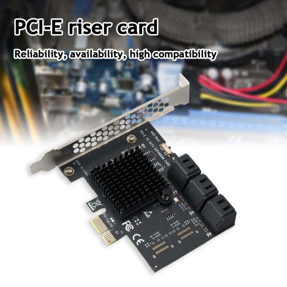 Фото Карта расширения PCI Express 1X на SATA3.0 с 6 портами, адаптер PCI-E X1/X4/X8/X16, конвертер-удлинитель для компьютера, 6 Гбит/с №2
