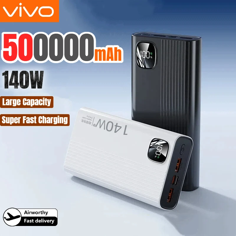 Фото Портативный внешний аккумулятор VIVO 500000 мАч, 140 Вт, с цифровым дисплеем, сверхбыстрой зарядкой и большой емкостью для iPhone и Samsung №1