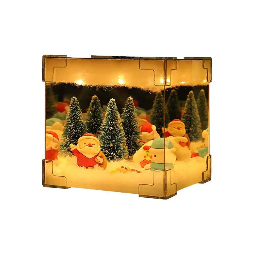 Рождественские украшения сделай сам зеркало светодиодная кубическая лампа 3D