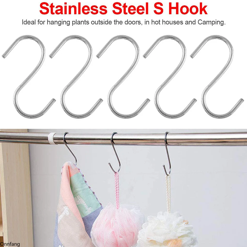 

10Pcs Stainless Steel S-hooks Pot Pan Storage Hanging Hanger Household Wardrobe Kitchen Pot Hook Hanging Storage Hook