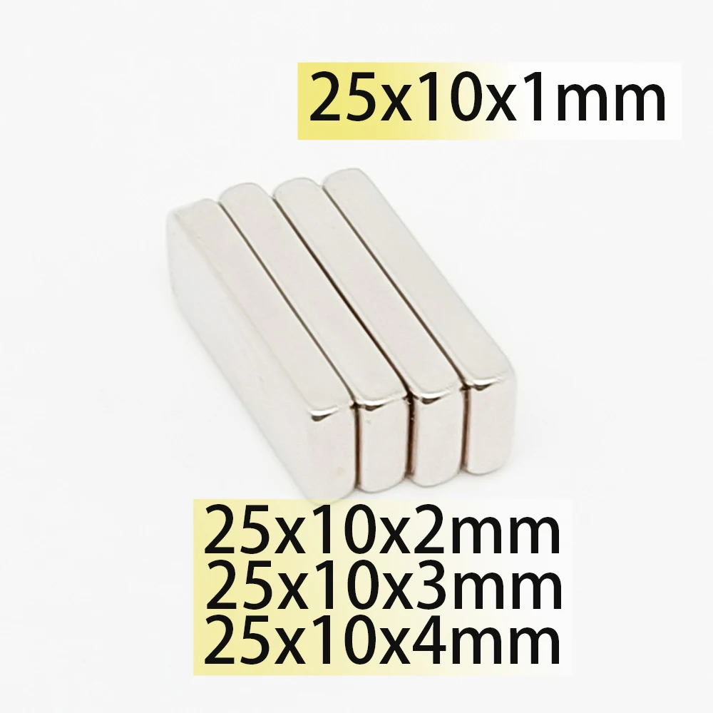 

100/150pcs 25x10x1 25x10x2 25x10x3 25x10x4 Rectangle Square Neodymium Bar Block Strong Magnets Magnets Search Magnetic Ndfeb