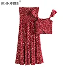 Женская длинная юбка с V-образным вырезом и принтом