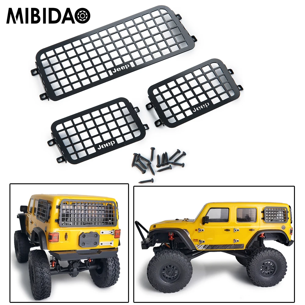 

MIBIDAO Metal Stereoscopic Window Mesh Protective Net for Axial SCX24 AXI00002 Wrangler 1/24 RC Car Model Decoration Parts