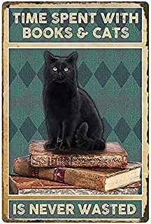 

Canny Cat Vintage Metal Tin Logo, Book "Cats Never Been Wasted" Vintage Art Poster, Bedroom Poster Cafe Home Vintage