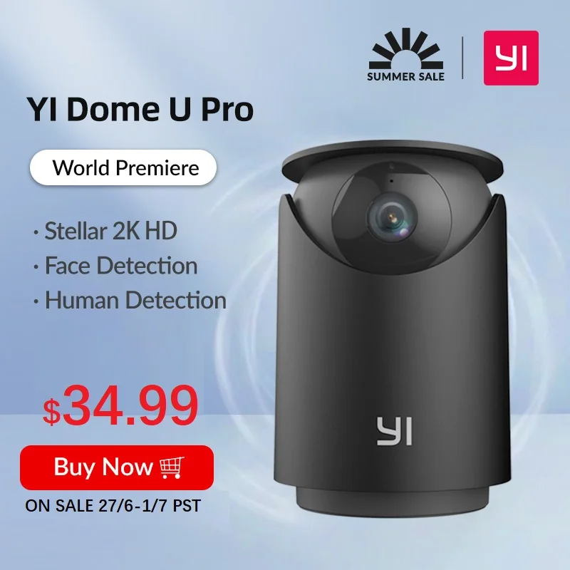 YI Dome U Pro Security Camera 2K HD IP Cam Pan & Tilt With Wifi 360° Auto Cruise Home Human & Pet AI Voice Compatibility