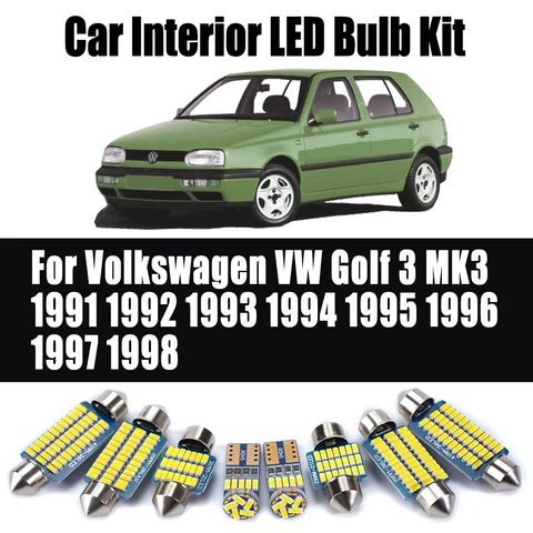 10 шт. для Volkswagen VW Golf 3 MK3 1991 1992 1993 1994 1995 1996 1997 1998 автомобильные лампы светодиодные внутренние купольные лампы для чтения багажника комплект