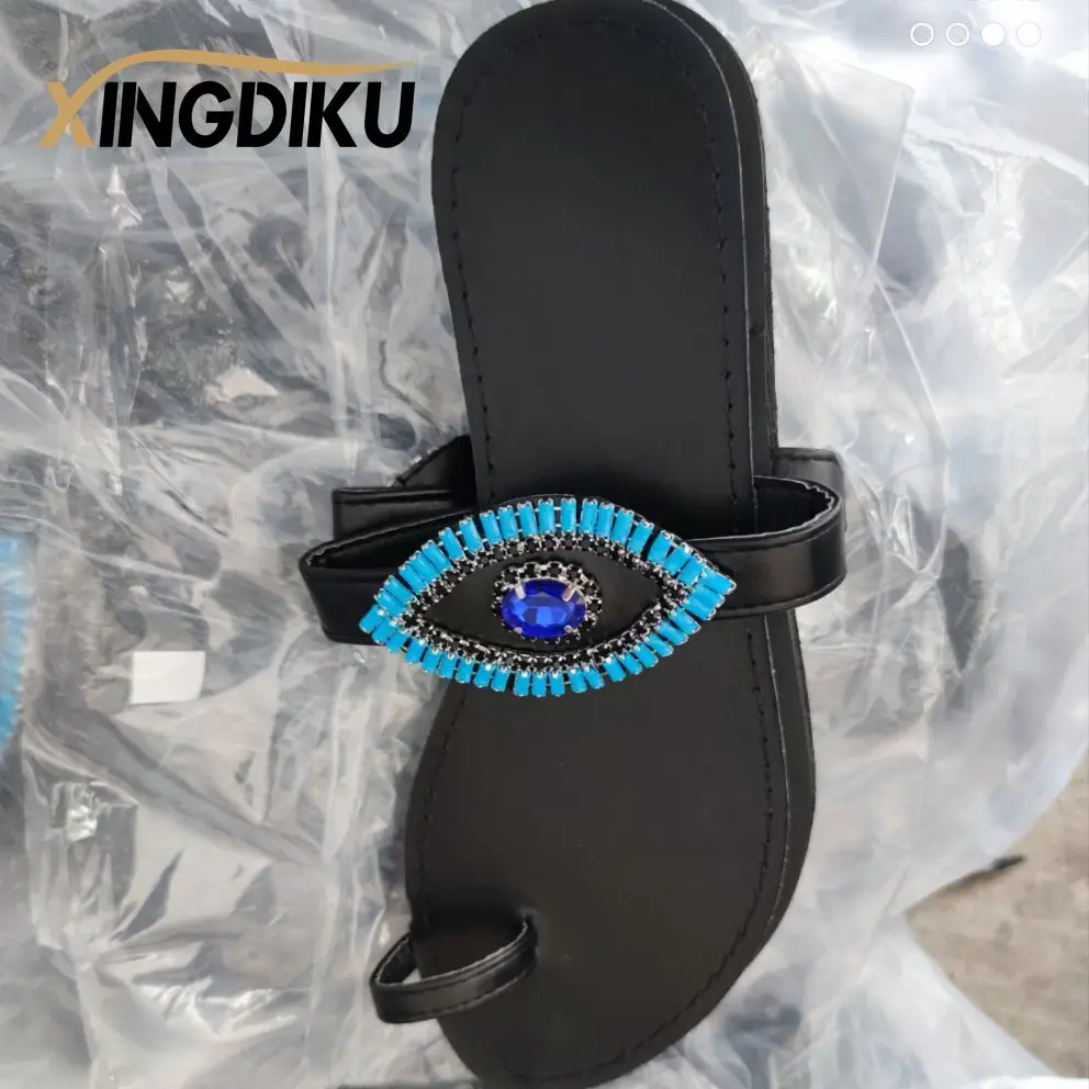 

Женские сандалии с сапфировым стеклом, босоножки на плоской подошве, сандалии za, большой размер 36-43, лето 2021