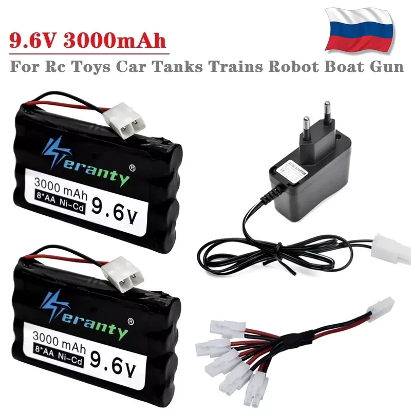

NEW2023 9.6V 3000mAh Battery Charger Sets For Rc toys Car Tanks Trains Robot Boat Gun tools AA 9.6v Ni-Cd Rechargeable battery 5