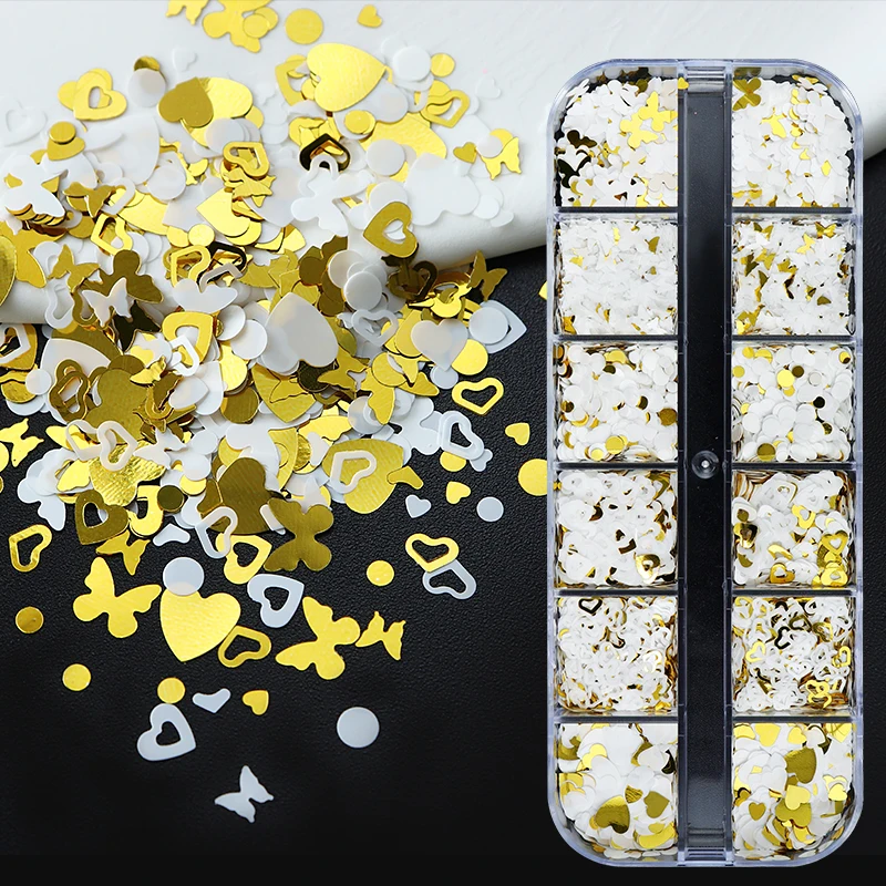 

Shimmer Gold Resin Filling White Butterfly Resin Sequins For DIY Epoxy Resin Silicone Mold Fillers 3D Paillette Crafts Materials