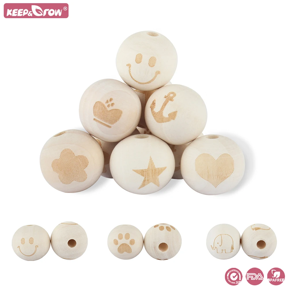 10 шт. бусины из натурального дерева 20 мм