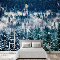 modern foggy snow mountains forest landscape wallpaper custom 3d photo mural for bedroom living room background art wall decor
