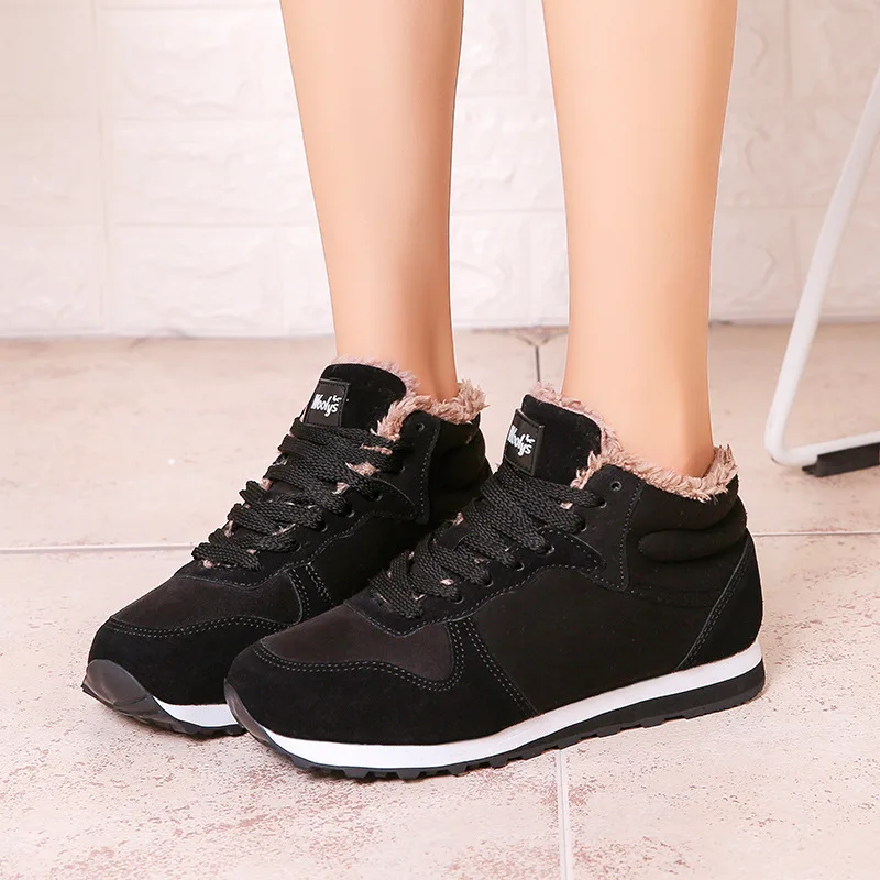 Women Boots Casual Ankle Boots For Winter Shoes Nice Women Warm Fur Winter Sneakers Couple Black Botas Mujer Plus Size Botines
