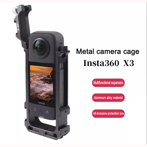 Металлический расширительный чехол для Insta360 X3, клетка для кролика, кольцо, защитный корпус, чехол для хранения, стеклянная защита объектива, аксессуары для камеры