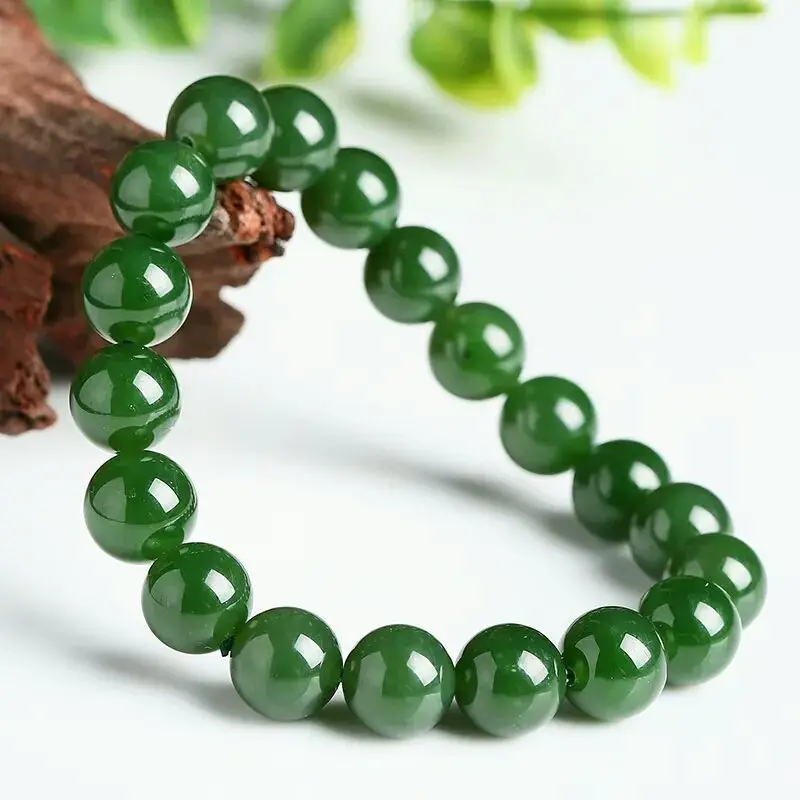 

Genuine Natural Green Jade Bracelet Mens Jades Stone Beads Elastic Beaded Jasper Bracelets For Women Fine Jewelry Pi Xiu Bangles
