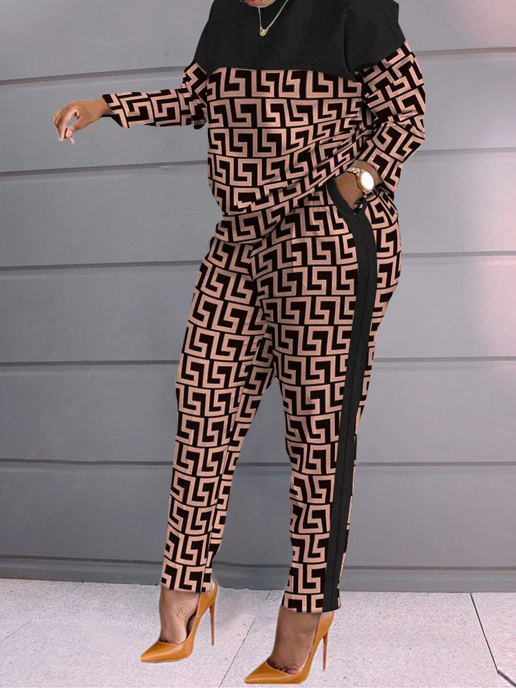 Женский летний комплект из двух предметов Топ с длинным рукавом и брюки