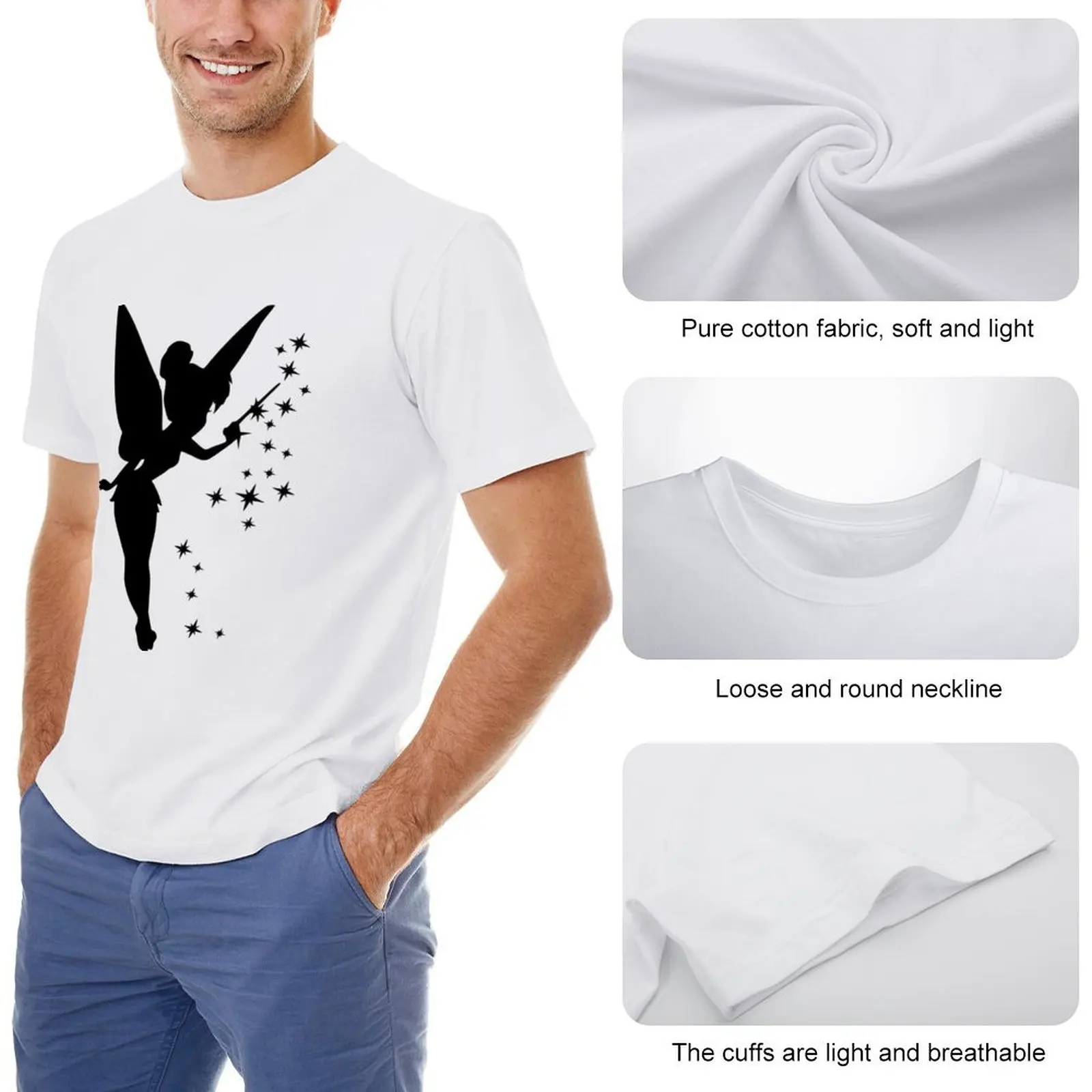 Футболка с силуэтом Тинкербелл футболка на заказ футболки рисунком аниме летняя