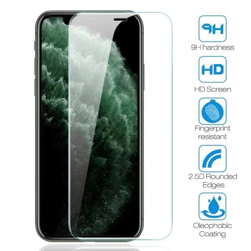Protector de pantalla de cristal templado para iPhone, X, Xs, 11 Pro, Max, Xr, 12, 7, 8, 6, 6s Plus, 5, 5s, SE 2020