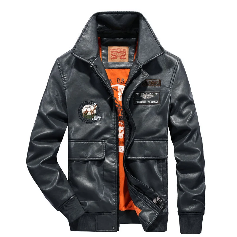 Куртка мужская летная из экокожи Уличная Повседневная мотоциклетная куртка в