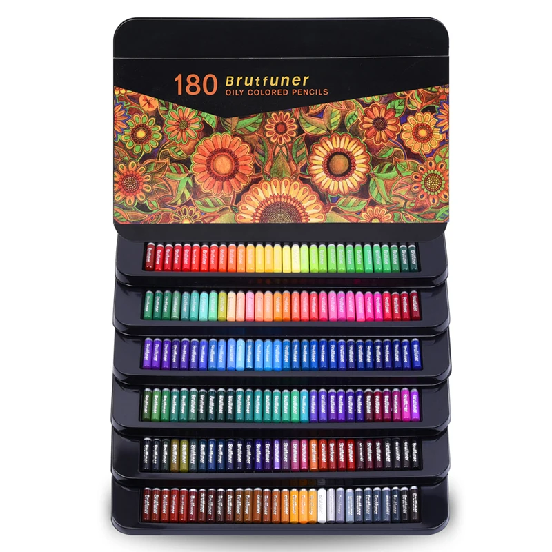 

Coloring Of 180 Wax-based Colored Cores Pencils Shading Drawing Professional Box Tin Soft Sketching For Colors, Ideal Set & Art