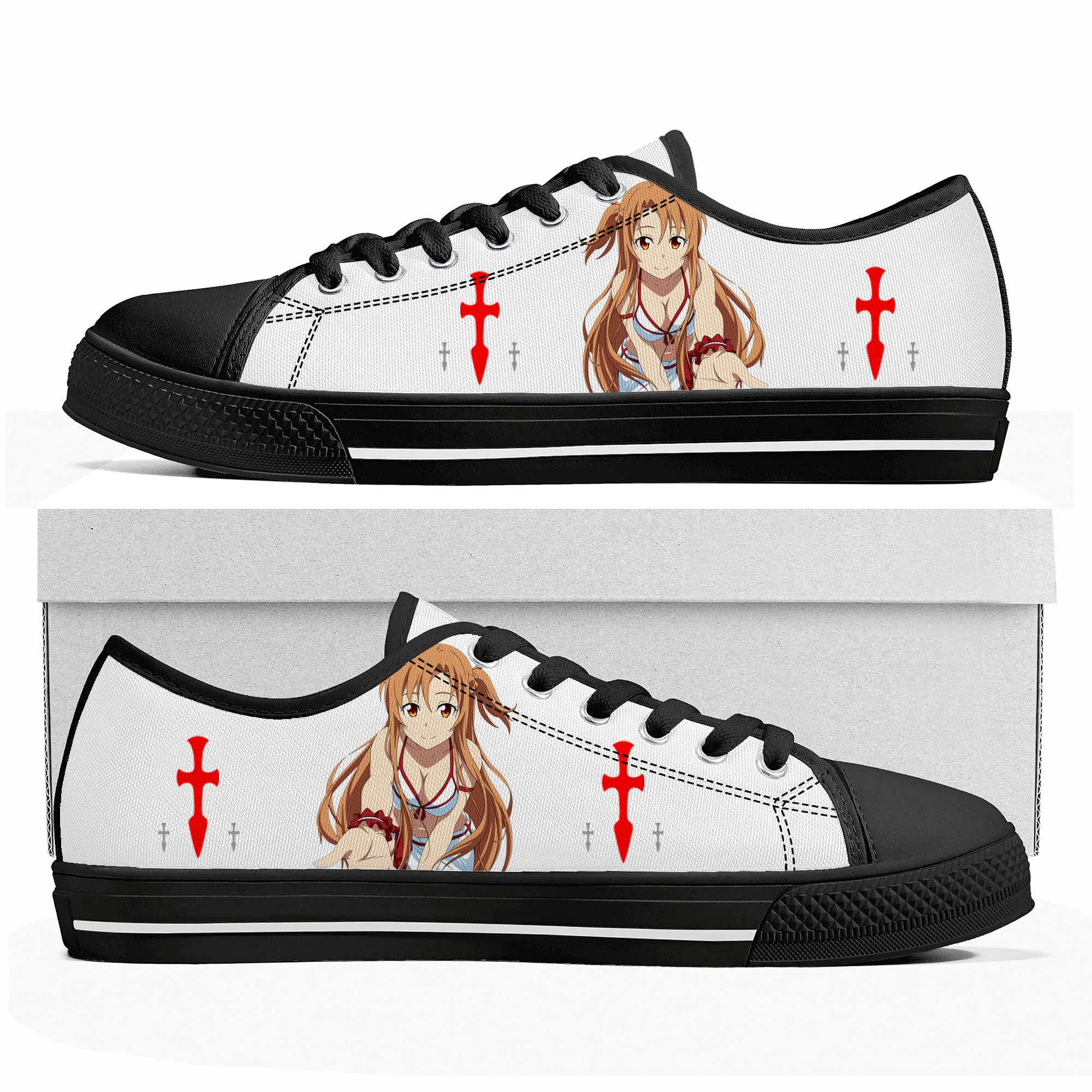 

Cartoon Novel Asuna Sword Art Online Low Top Sneakers Mens Womens Teenager High Quality Canvas Sneaker Couple Shoes Custom Shoe