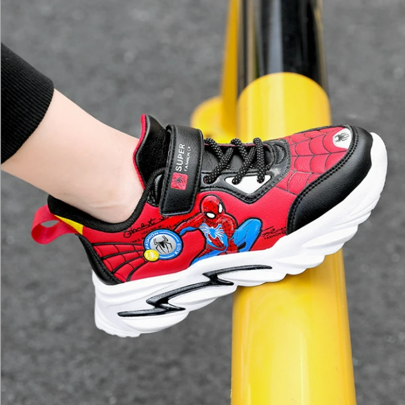For Boys Soft Sports Running Basketball Pu Leather Tennis Blue Red Shoes Size 26-38