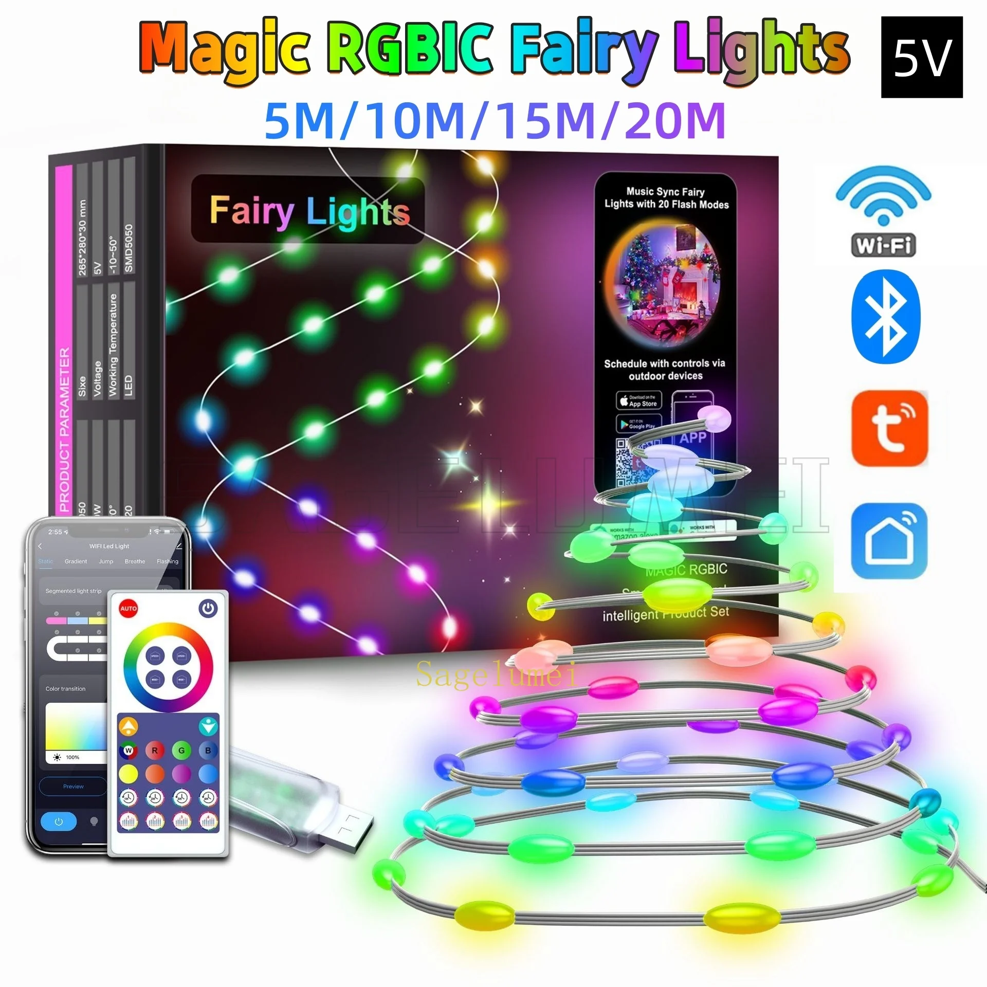 

Bluetooth USB светодиодная гирлянда SAGE LU MEI 5/10/15/20 м