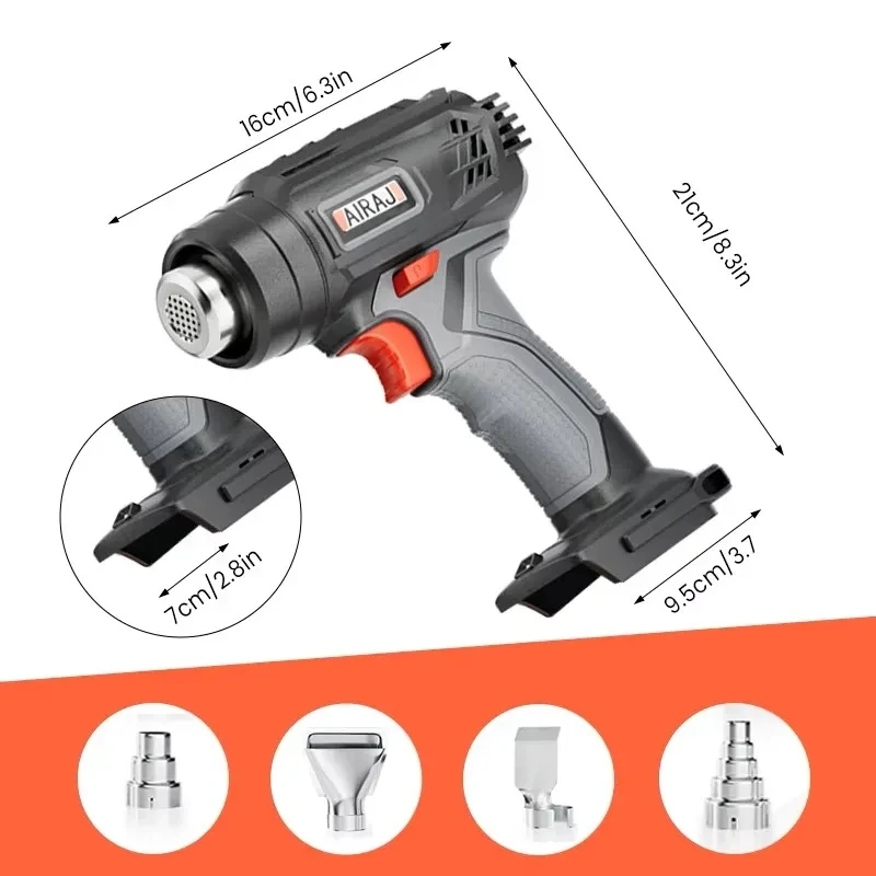 AIRAJ Электрический мощный портативный портативный пистолет для автомобильной пленки с регулируемой температурой, утолщенный корпус, без батареи