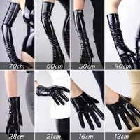 lady shiny patent leather gloves wrist 13 70cm long wet look latex pu leather gloves night club party pole dancing cosplay