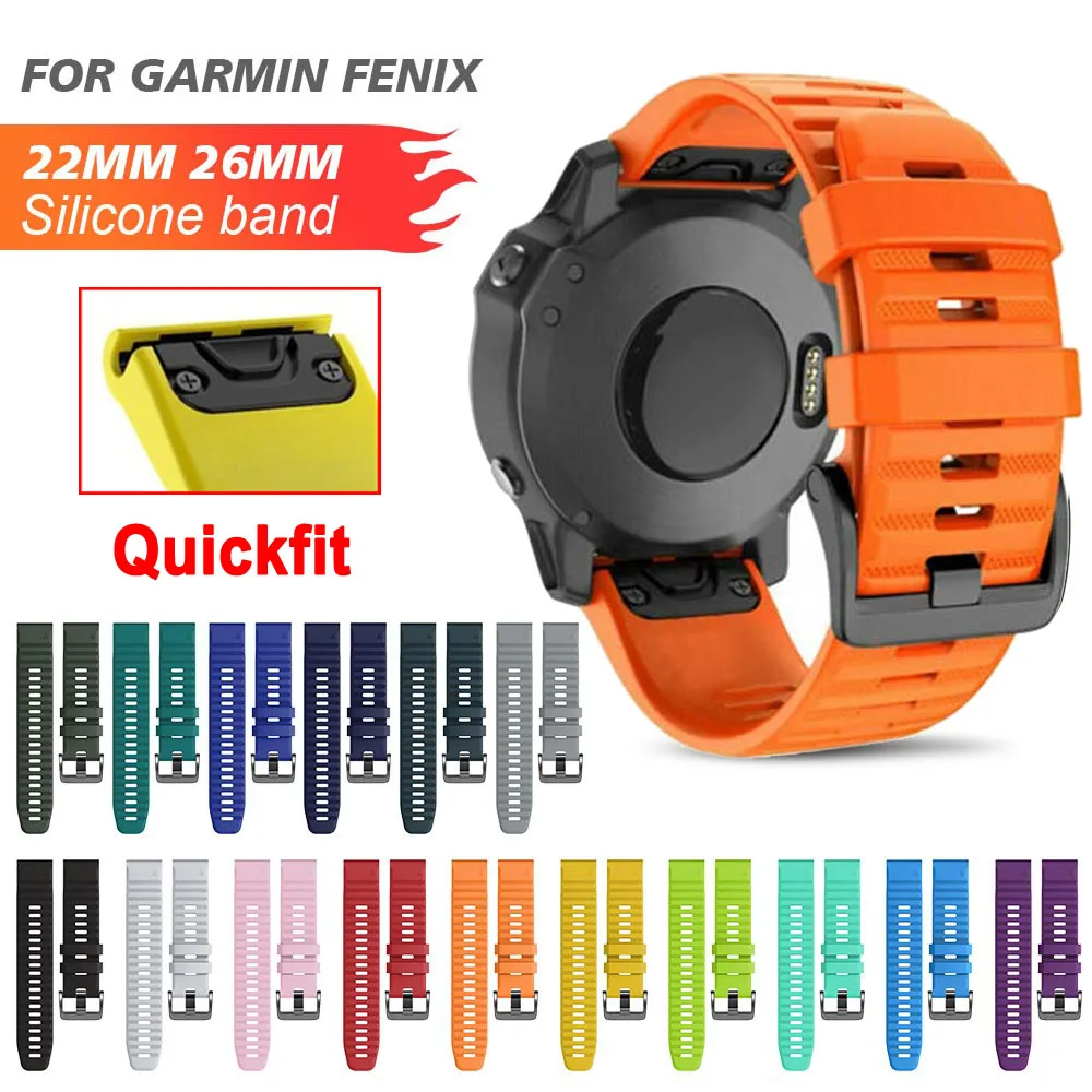 20 22 26mm Silicone Watchband Strap For Garmin Fenix 7 7X 7S 6X 6S 6Pro 5X 5Plus 3HR Smartwatch Bracelet QuickFit Wristband Belt