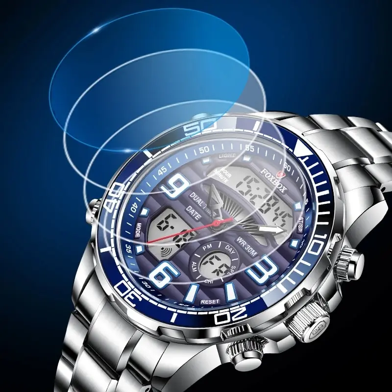 Digital Mens Watches Top Luxury Sport Quartz Wristwatch For Men All Steel Military Waterproof Clock+Box 5