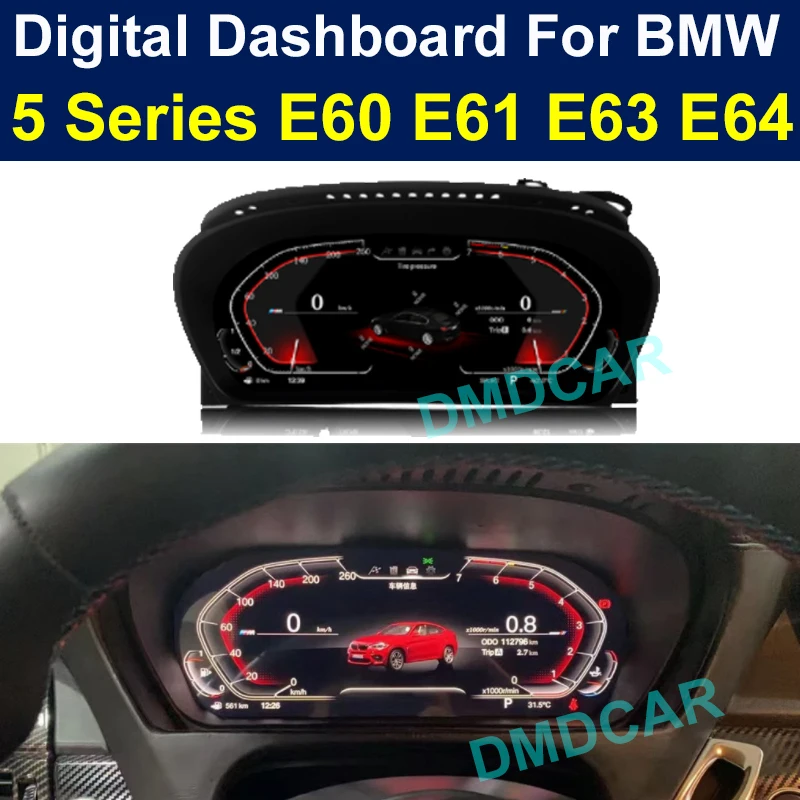 Panel Digital LCD para salpicadero de coche, velocímetro de 12,5 pulgadas para BMW 5 E60 E61 E63 E64 2002-2008